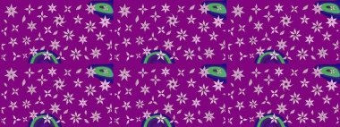 Raster illüstrasyonundaki çiçek desenli çizim. Mor renkte çiçekler.