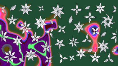 Renkli Bahar Teması eskiz kalıbı. Süslü kumaş deseni. Düz Çiçek Elementleri Tasarımı. Raster illüstrasyonunda çiçek deseni çizimi.