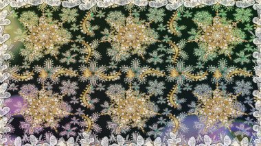 Klasik klasik klasik arka plan. Raster illüstrasyonu. Kusursuz klasik raster altın desenli. Geleneksel oryantasyon süsü. Gri renklerde, altın elementlerle kusursuz desen.