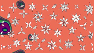 Çiçeksel turuncu çizim kalıbı. Raster çiçek izi. Raster Yumuşak kumaş deseni. Klasik taslak çizimi.