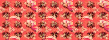 İllüstrasyon kar tanesi. Pembe, turuncu ve kahverengi renkli suluboya kar taneleri. Kışın sembolü. Güzel dekorasyon.