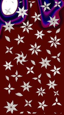 Raster düz çiçek çizim deseni. Hediye ambalaj kağıdı, tebrik kartları, posterler ve pankart tasarımı. Kırmızı renkte çiçekler.