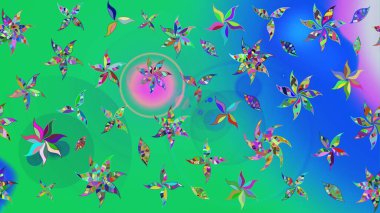 Sevimli çiçek raster deseni. Yeşil renkli çiçekler. Renkli Bahar Teması eskiz kalıbı. Düz Çiçek Elementleri Tasarımı.