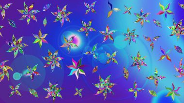 Çiçek ve yapraklı çiçek deseni. Küçük çiçekli şirin bir desen. Raster illüstrasyonu.