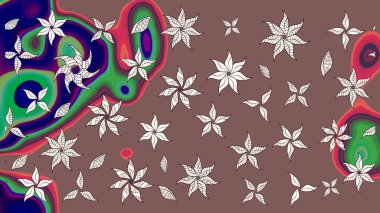 Raster illüstrasyonu. Kahverengi renklerde. Soyut çiçek çizim kalıbı arka planı. Küçük çiçekteki sevimli çiçek deseni. Raster deseni.