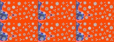 Elle çizilmiş sonbahar çiçeği deseni. Renkli turuncu çizim kalıbı. Doodle tarzı. Tekstil ve kapak tasarımı için mükemmel. Turuncu renkte çiçekler.