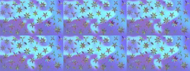 Şirin karalamalı çiçek desenli çizim. Robot resim tarzı mavi renkler. Raster illüstrasyonu. El yapımı çiçek ve bitki koleksiyonu. Raster illüstrasyonu.