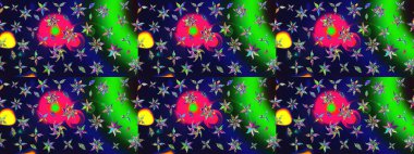 Gri renklerde bahar çiçekleri. Raster illüstrasyonu. Çiçek ve yapraklı karalama şeklinde Raster çiçek deseni.