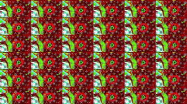 Tropik çiçekler. Kırmızı renkte çiçekler. Gömlek çizimi Arkaplan Deseni.