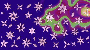 Çiçek desenli eskiz. Mavi renkli çiçekler. Düz Çiçek Elementleri Tasarım Raster illüstrasyonu. Renkli Bahar Teması çizim şablonu.