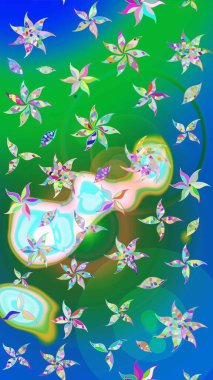 Şirin çiçek elementleri. Raster illüstrasyonu. Taslak desenli, modaya uygun kumaş deseni. Renkli Bahar Teması eskiz kalıbı. Düz Çiçek Elementleri Tasarımı.