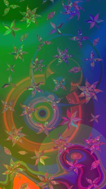 Çiçekli çizim şekli. Yeşil ve mavi renkte çiçekler. Renkli Bahar Teması eskiz kalıbı. Düz Çiçek Elementleri Tasarımı.