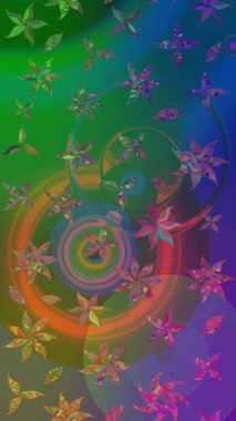 Çiçek yeşili ve mavi çizim deseni. Raster çiçek izi. Klasik taslak çizimi. Raster Yumuşak kumaş deseni.