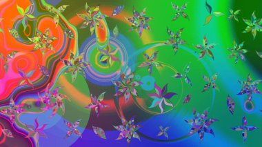 Yeşil ve mavi renkte çiçekler olan çiçek deseni çiz. Suluboya tarzında yeşil ve mavi renkte çiçekler.