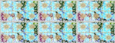 Tarafsız ve altın elementli mavi renklerde altın desen. Raster geleneksel oryantasyon süsü. Kusursuz klasik altın desen.