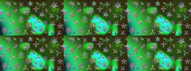 Raster suluboya çiçek deseni, narin çiçekler, yeşil ve gri çiçekler, tebrik kartı şablonu. Güzel kumaş deseni.