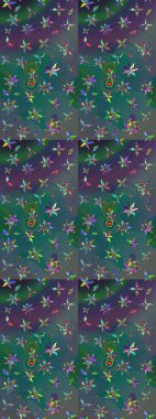 Düz Çiçek Elementleri Tasarımı. Çiçekli çizim şekli. Mavi ve yeşil renkli çiçekler. Renkli Bahar Teması çizim şablonu.