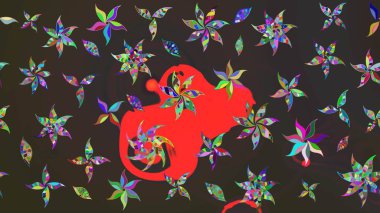 Çiçek buketleriyle klasik bir eskiz şekli. Raster illüstrasyonu. Gri ve kahverengi renklerde.