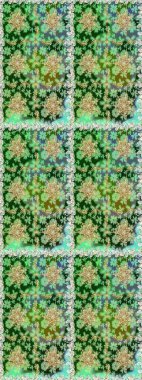 Altın rengi, kusursuz çizim. Raster geometrik arka plan. Senin tasarımın için, duvar kağıdı. Yeşil ve nötr renklerde altın desenli altın çiçekli elementler.