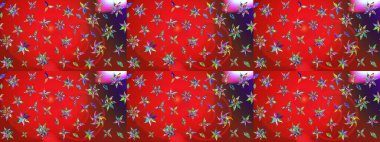 Hint süsü. Kırmızı ve kahverengi renklerde. Çizim kalıbı. Renkli süs kenarı. Raster illüstrasyonu. Çiçek duvar kağıdı.