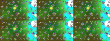 Çiçek ve yapraklı çiçek deseni. Küçük çiçekli şirin bir desen. Raster illüstrasyonu.