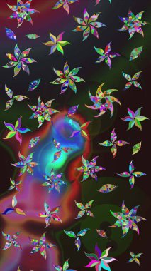 Raster Moda kumaş deseni. Çizgi çizimi kalıbı. Şirin çiçekler..