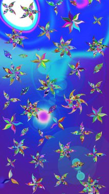 Modern stil dokusu. Çiçek desenli raster, mavi ve menekşe çizgi grafik deseni soyut raster arkaplan.