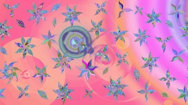 Raster deseni. Bahar çiçekli desen dallı, pembe ve nötr renkler çiçekli siluet.