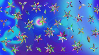 Çiçekli bahar çiçekleri. Küçük çiçekte güzel bir desen. Küçük renkli çiçekler. Motley illüstrasyonu. Moda baskıları için zarif bir şablon.