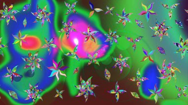 Raster illüstrasyonu. Robot resim. Küçük çiçekte sevimli çiçek deseni var..