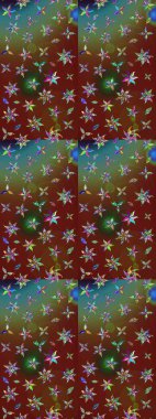 Suluboya tarzında kahverengi ve kırmızı renklerde. Küçük çiçekli yay deseni çiz. Raster illüstrasyonu.