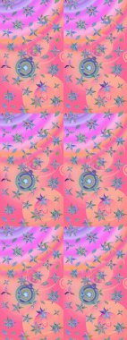 Renkli Bahar Teması eskiz kalıbı. Raster. Düz Çiçek Elementleri Tasarımı.