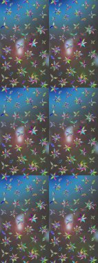 Sabıka fotoğraflarında, bebek kıyafetlerinde, duvar kâğıtlarında, paket kutularında falan kullanılabilir. Zarif, parlak ve eskiz mavi ve gri çiçek desenli tasarım.