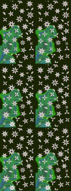 Gri renkli etnik çiçekli zarif eskiz deseni. Asya Tekstil 'inde Raster Çiçek İllüstrasyonu.