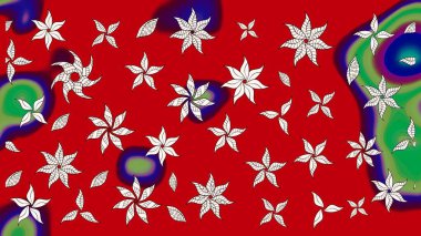 Raster illüstrasyonundaki çiçek desenli çizim. Düz Çiçek Elementleri Tasarımı. Süslü kumaş deseni. Renkli Bahar Teması çizim şablonu.