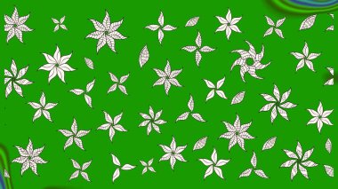 Renkli Bahar Teması eskiz kalıbı. Yeşil renkli çiçekler. Düz Çiçek Elementleri Tasarımı. Raster illüstrasyonunda çiçek deseni çizimi.