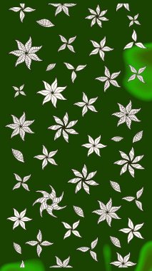 Suluboya çiçekli çiçek deseni. Raster illüstrasyonu. Yeşil renkte güzel tekstil.