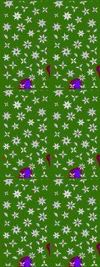 Raster illüstrasyonundaki çiçek desenli çizim. Yeşil renkte çiçekler.