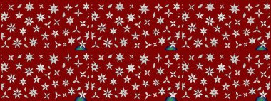 El çizimi çiçekli soyut çizim kalıbı. Raster illüstrasyonu. Kırmızı renkte çiçekler.