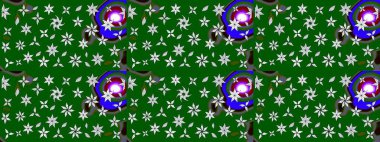 Oldukça eski bir besin torbası deseni, küçük yeşil renkte, çiçekler. Millefleur 'lar. Tekstil, kumaş, kapaklar, duvar kağıtları, baskı, paket, koleksiyon defteri, örgü, dekupaj için çiçek arkaplanı..