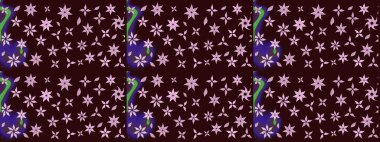 Küçük çiçekteki sevimli çiçek deseni. Kahverengi renkte çiçekler.