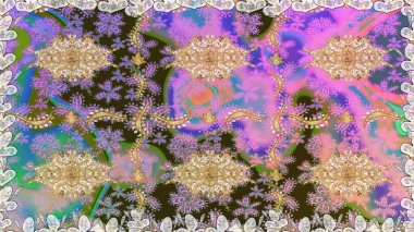 Barok tarzında kusursuz bir doğulu süsü. Raster geleneksel altın pürüzsüz desen nötr renkler üzerinde.