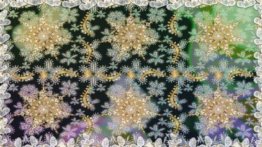 Barok tarzında kusursuz bir doğulu süsü. Gri renkli ve altın elementli geleneksel klasik altın sarısı desen.