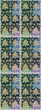 Altın desenli çiçek dekoru. Davetiyeler, kartlar, web sayfası için Raster illüstrasyon. Çizgi sanatı tasarım şablonu için kusursuz sınır. Gri ve nötr renklerde altın element. Doğu tarzı ögesi.