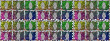 Kumaş desenli papatya çiçeği detayı. Yeşil renkte çiçekler.