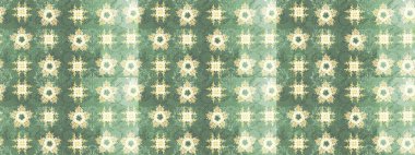 Raster illüstrasyonu. Raster deseni. Soyut çiçek çizim kalıbı arka planı. Küçük çiçekteki sevimli çiçek deseni. Yeşil renklerde.