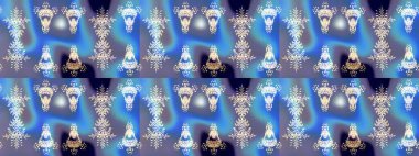 Düz yatıyordu. Kış konsepti Mavi, nötr ve mor renkte kar tanelerinden oluşan kış deseni. Raster illüstrasyonu.