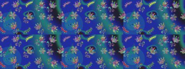 Noel için tatil tasarımı, yeni yıl moda baskıları. Güzel tasarım. Raster illüstrasyonu. Kar tanelerinin soyut arkaplanlı Noel arkaplanı. Mavi, yeşil ve mor kar taneleri.