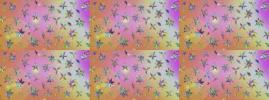 Çiçek desenli çizim. Raster illüstrasyonu. Asya tekstil tarzında. Tarafsız ve pembe renklerde çiçekler. Raster illüstrasyonu.