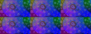 Mor ve mavi renkte çiçekler olan çiçek deseni çiz. Suluboya tarzında mor ve mavi renkte çiçekler.